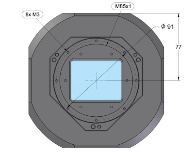 C5S camera head with M85 × 1 adapter front view