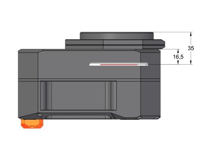 C5A camera head with M68 × 1 adapter side view with back focal distance